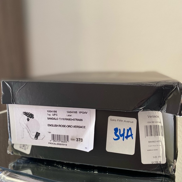 New Versace Crystal Chain High-Heel Sandals Pink 37 $1,725 - Picture 10 of 16